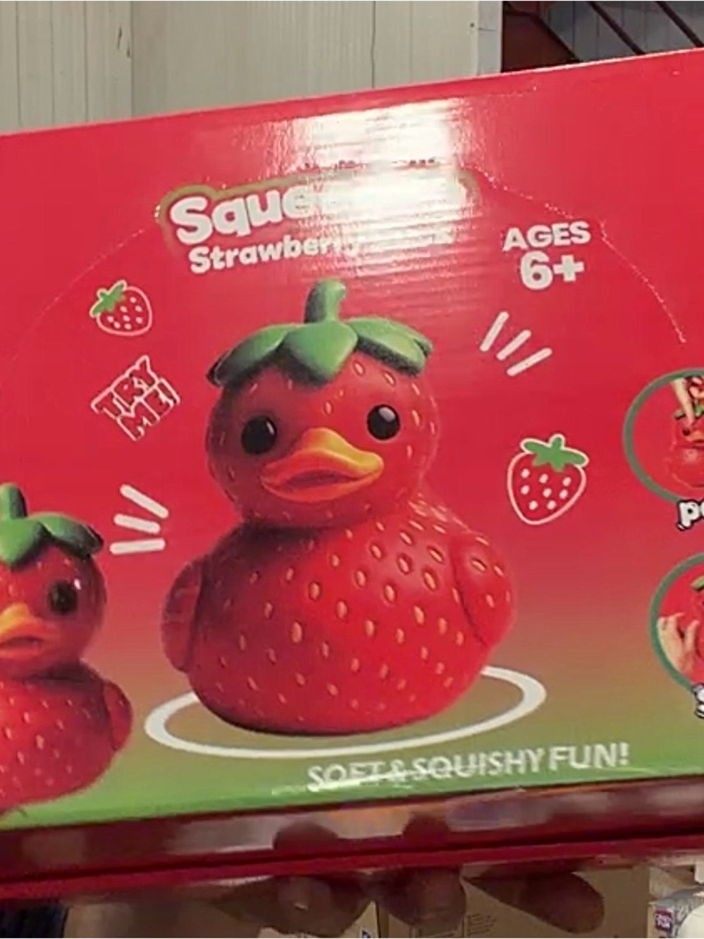 Squishy Strawberry Duck Kids Toy - Red